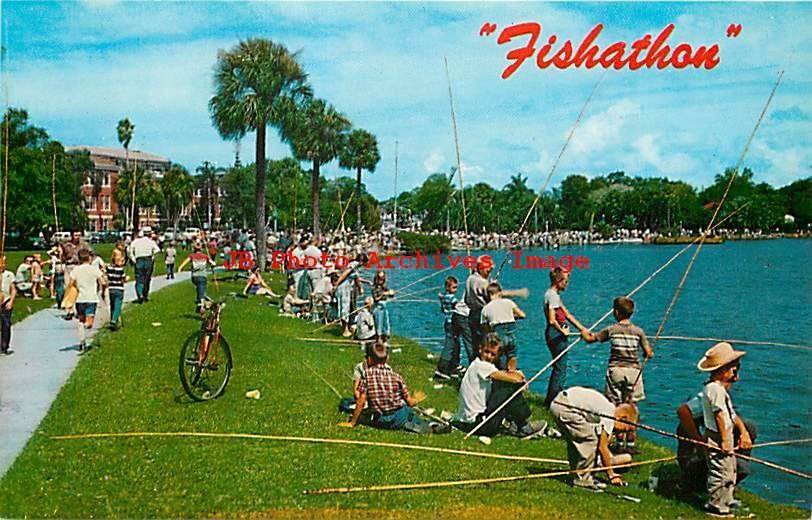 FL, Orlando, Florida, Children Fishing, Fishathon, Curteich No 9C-K1618