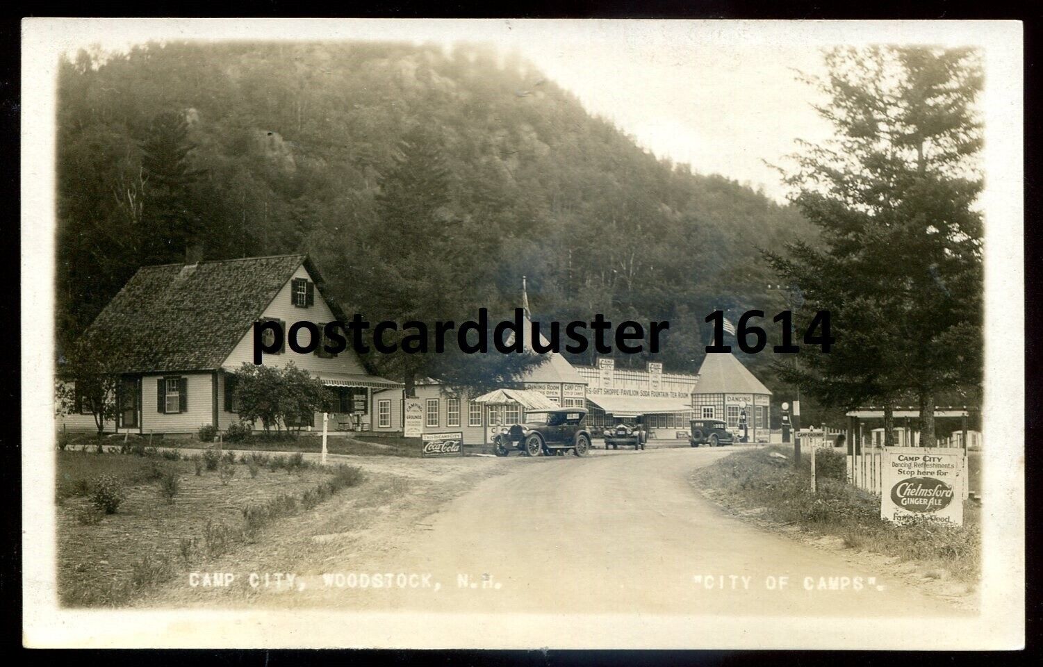 WOODSTOCK New Hampshire 1910s Camp City Coca Cola. Real Photo Postcard by Putnam