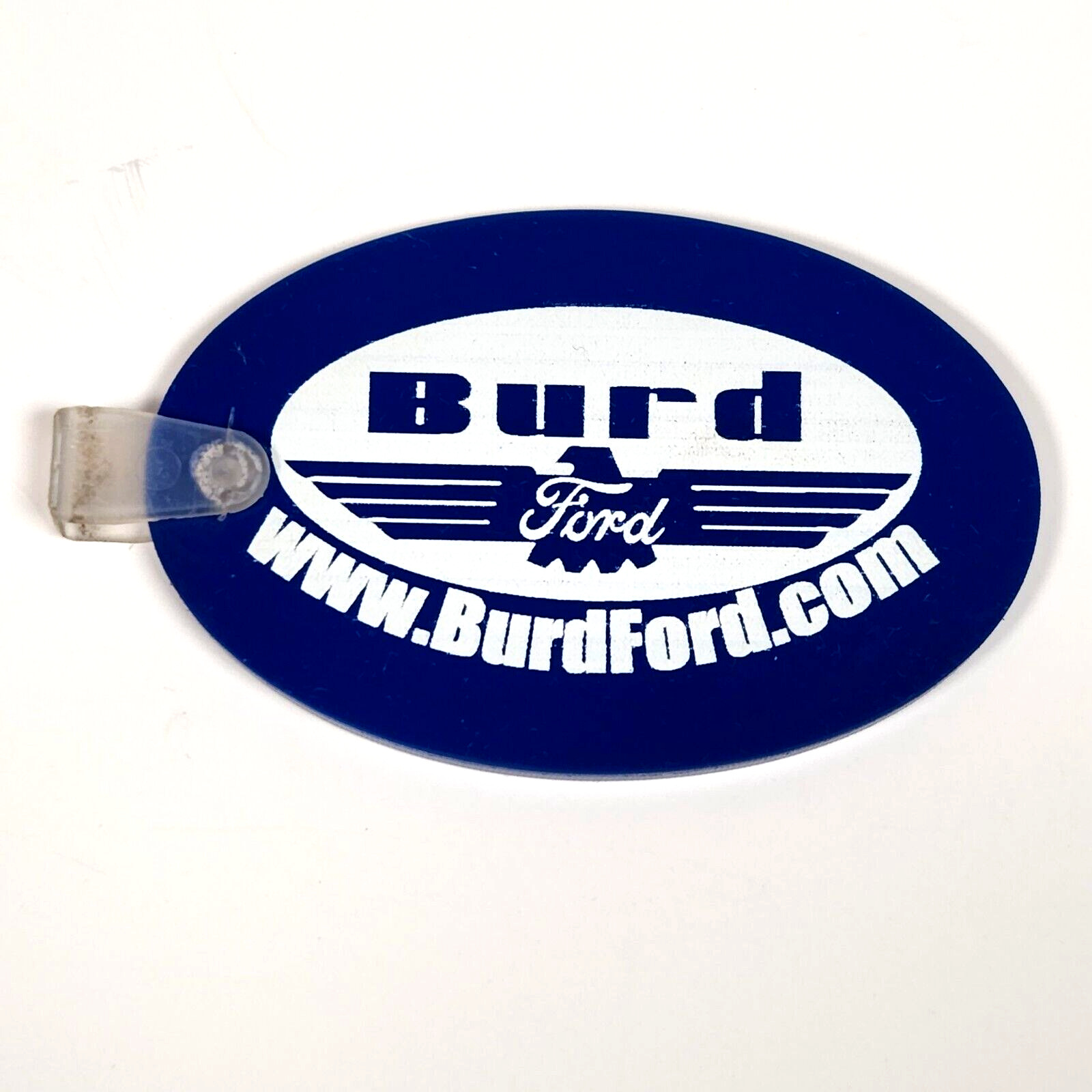 Vintage Ford Dealer Keychain Burd Advertisement Car Truck Blue Indianapolis