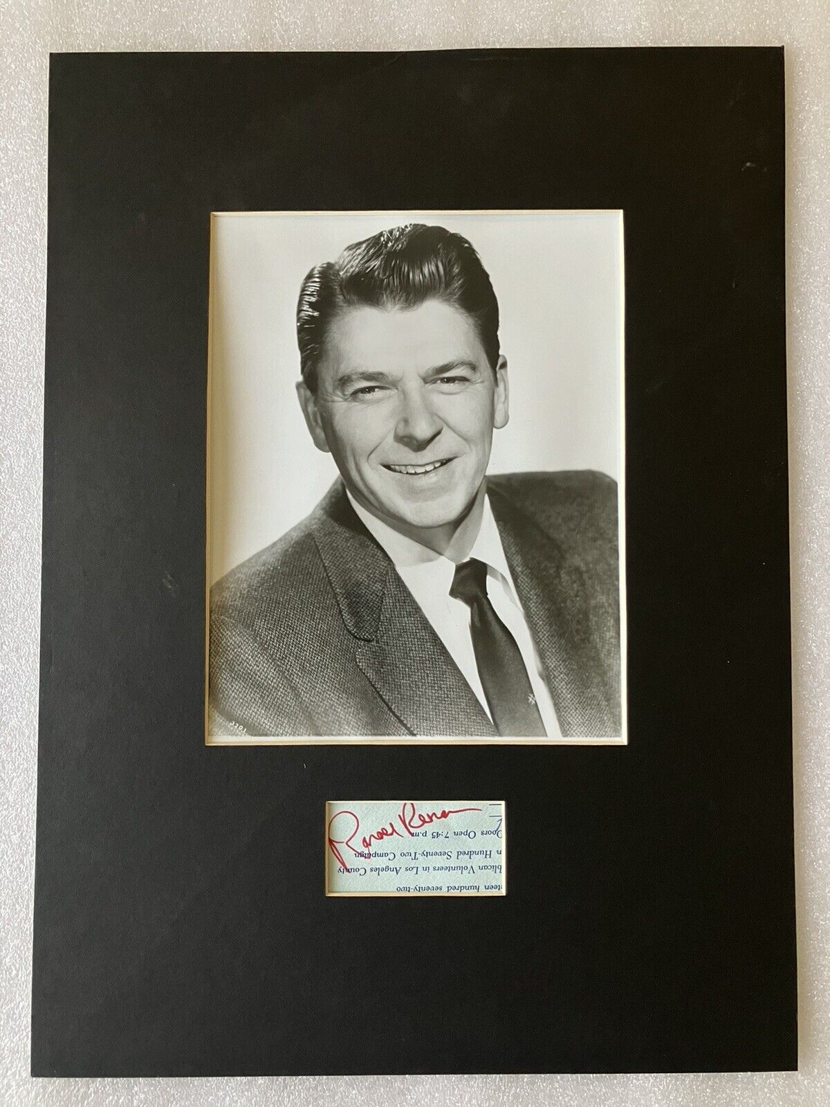 Ronald Reagan and Buzz Aldrin Signed Oct 26 1972 Calif Republican Campaign Event