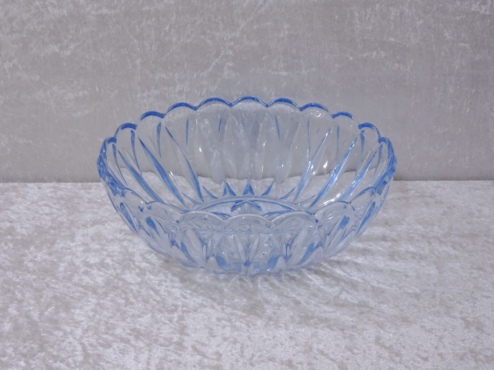 Krosno Art Deco Design Glass Bowl - Light Blue - Vintage circa 1950 - 24.5 CM