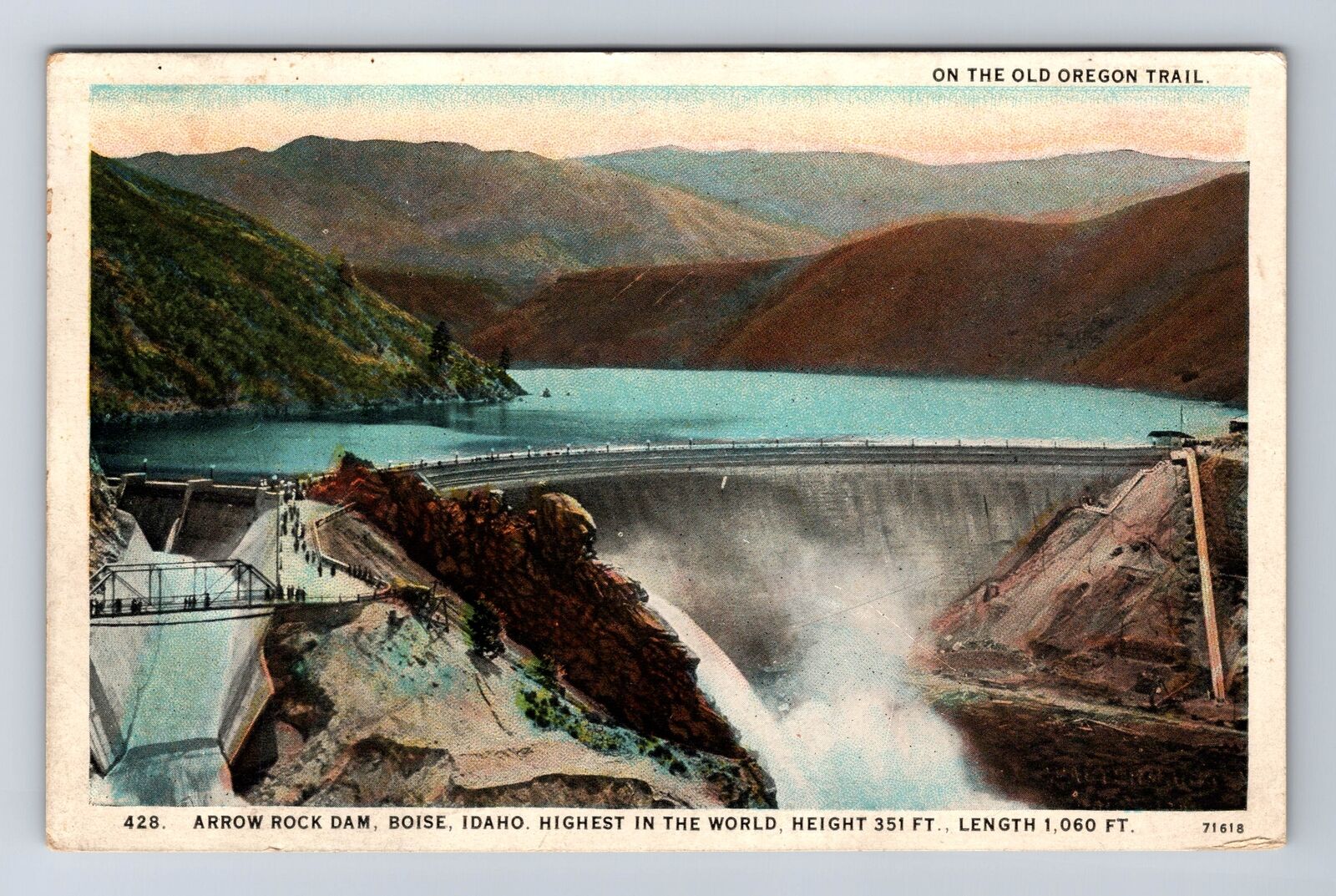 Boise ID-Idaho, Arrow Rock Dam, Antique Vintage c1929 Postcard