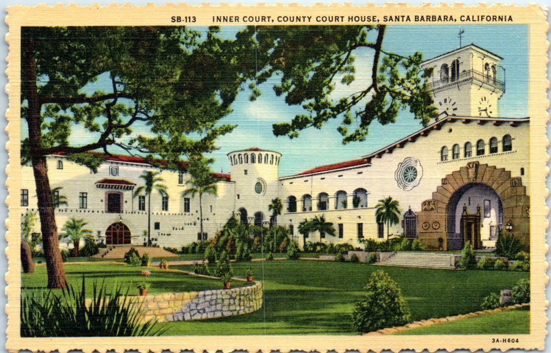 Postcard - Inner Court, County Court House, Santa Barbara, California
