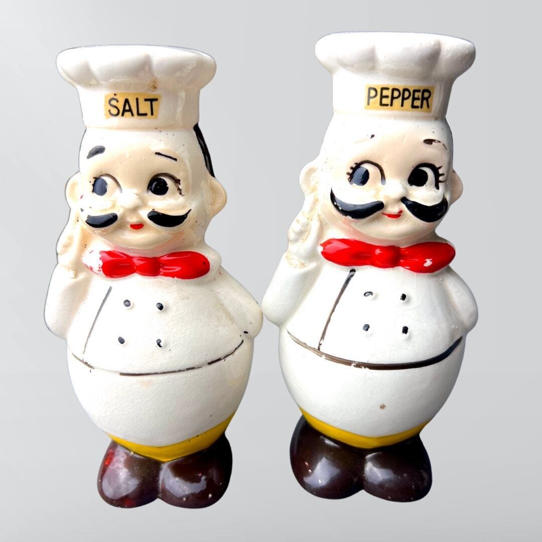 Vintage Pietro & Luigi Italian Chef Salt & Pepper Shaker 