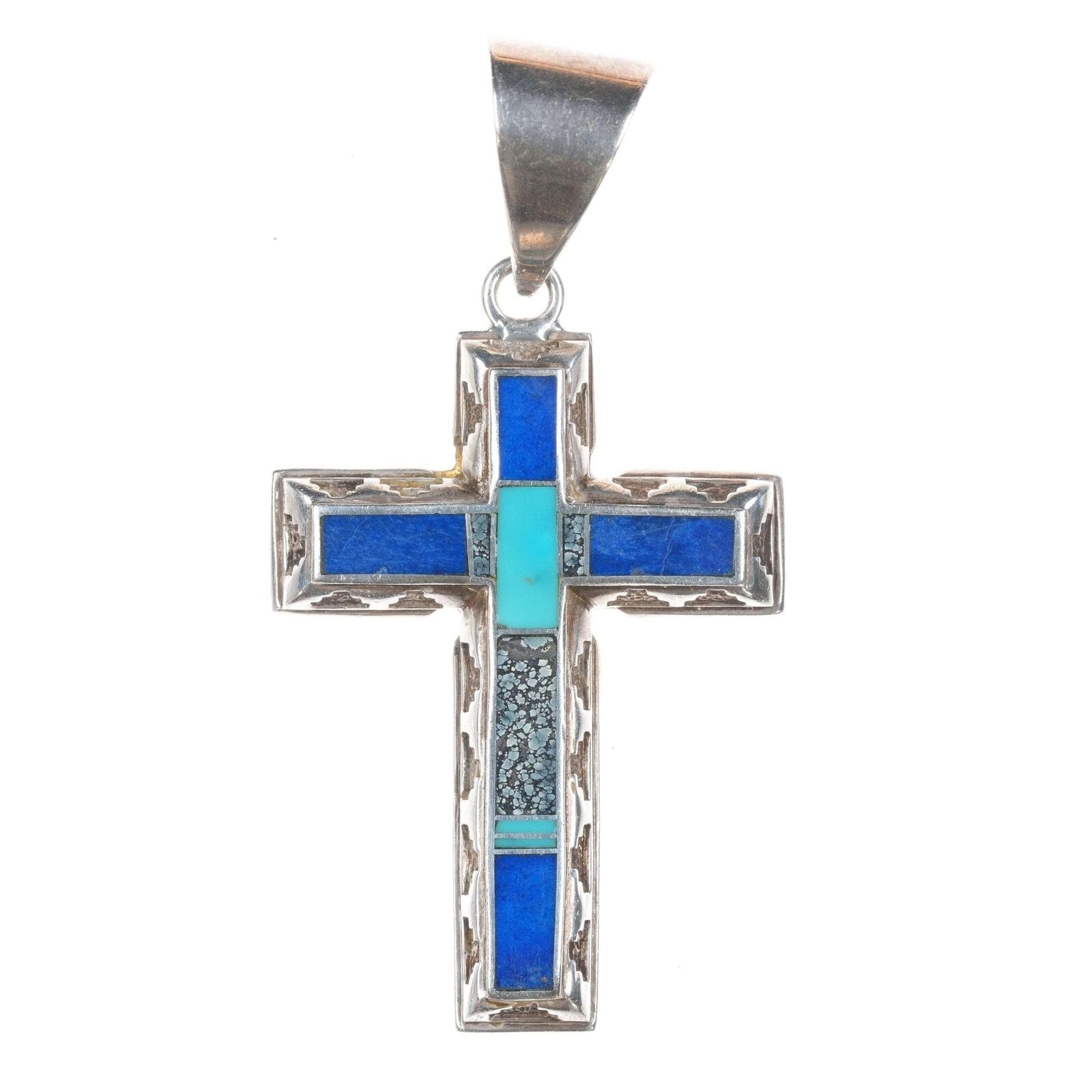 Ray Tracey Knifewing Navajo Sterling Turquoise, and Lapis Cross pendant