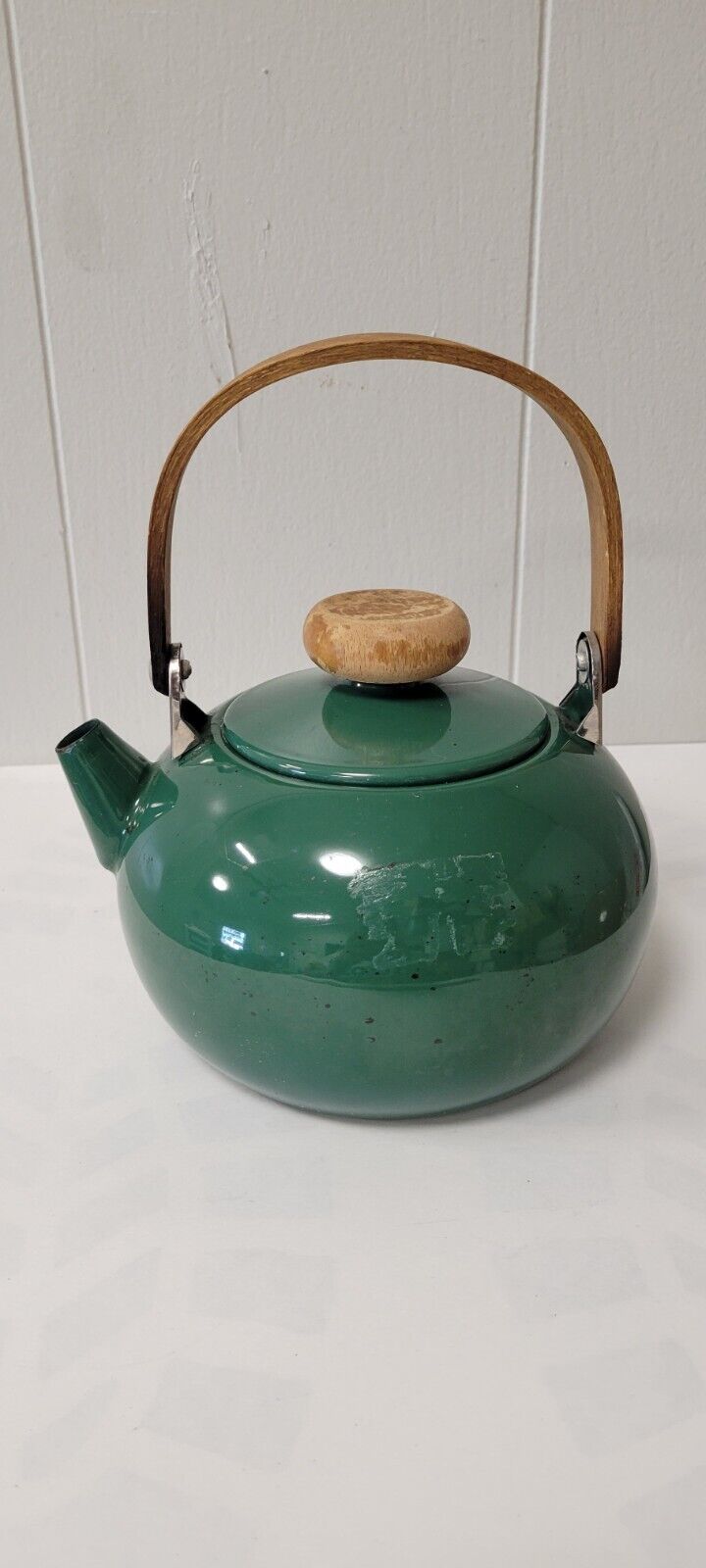 Vantage 1980\' Mini Green Teapot With Lid & Wooden Handle - 5.5\