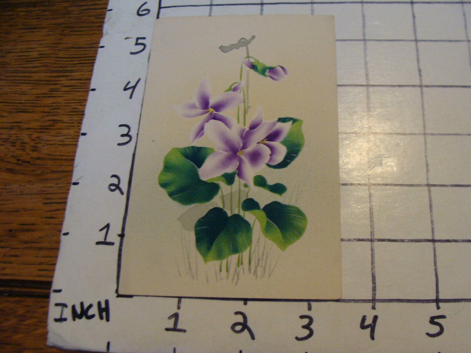 Vintage Unused Carte Postale Japanes Art floral #5 beautiful card undated PURPLE