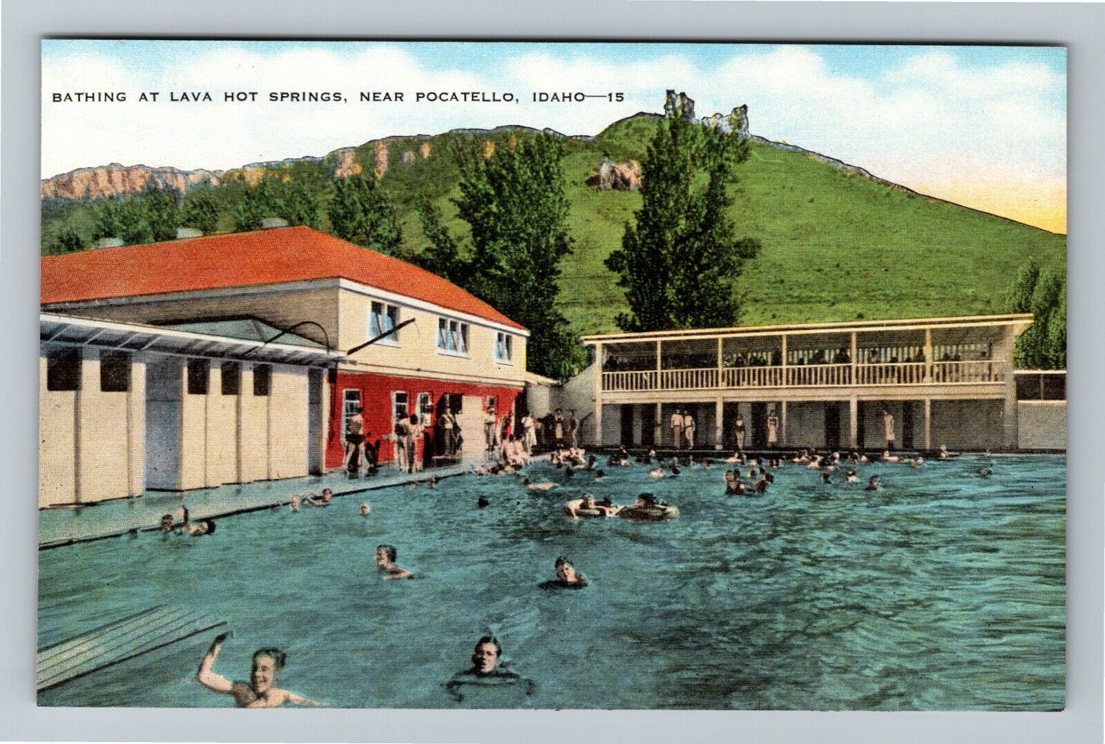 Pocatello, ID-Idaho, Bathers At Lava Hot Springs Vintage Souvenir Postcard