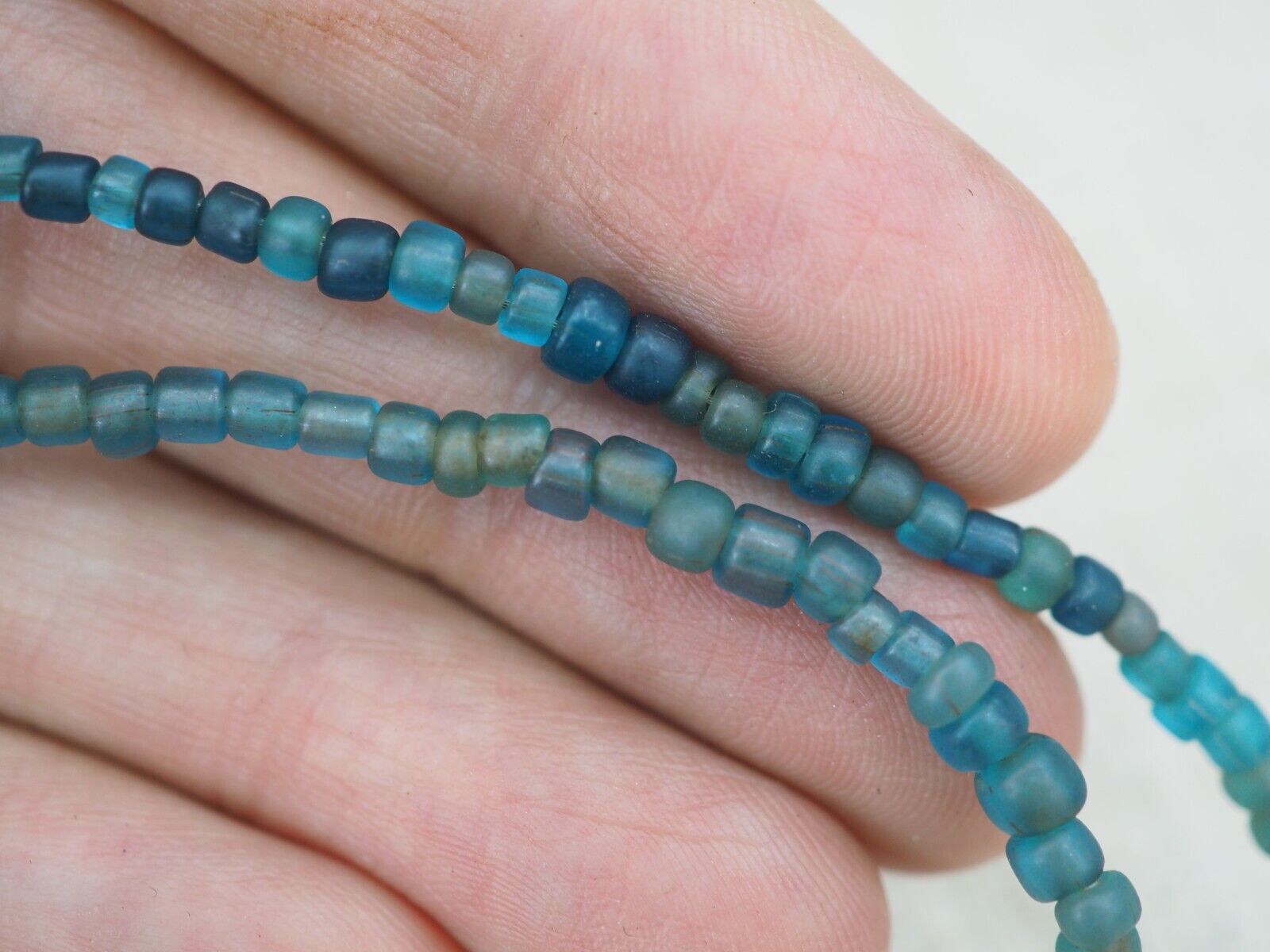 Antique Indo Pacific trade Wind Blue glass Beads Collectible Trade Bead Necklace