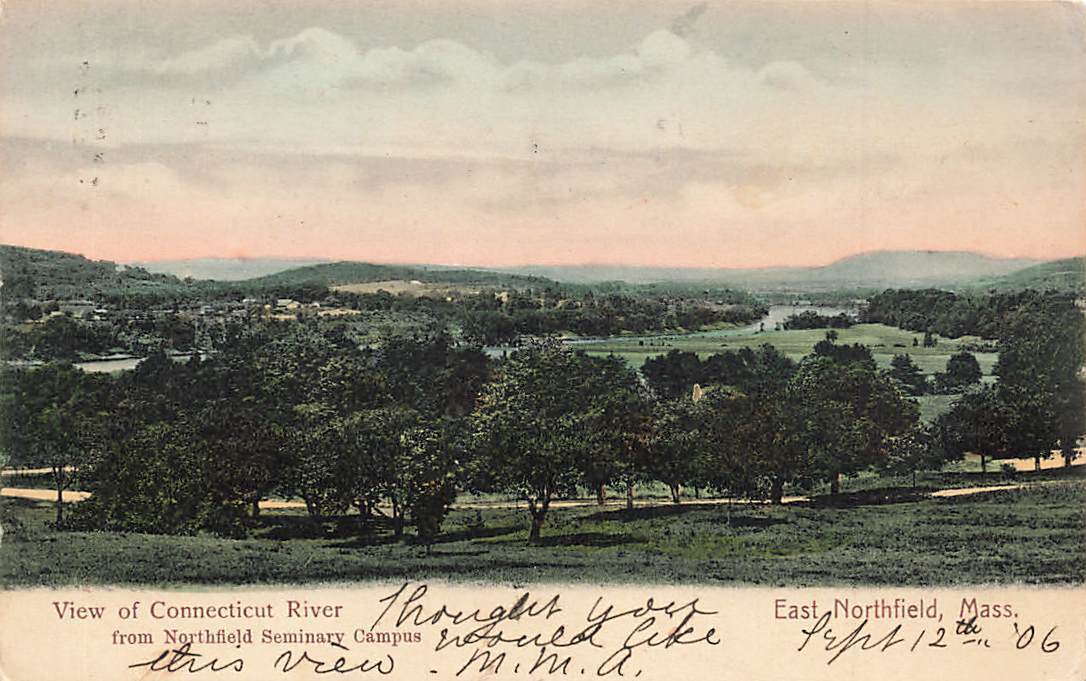 c1905 View Connecticut River Northfield From Seminary East Northfield MA P459