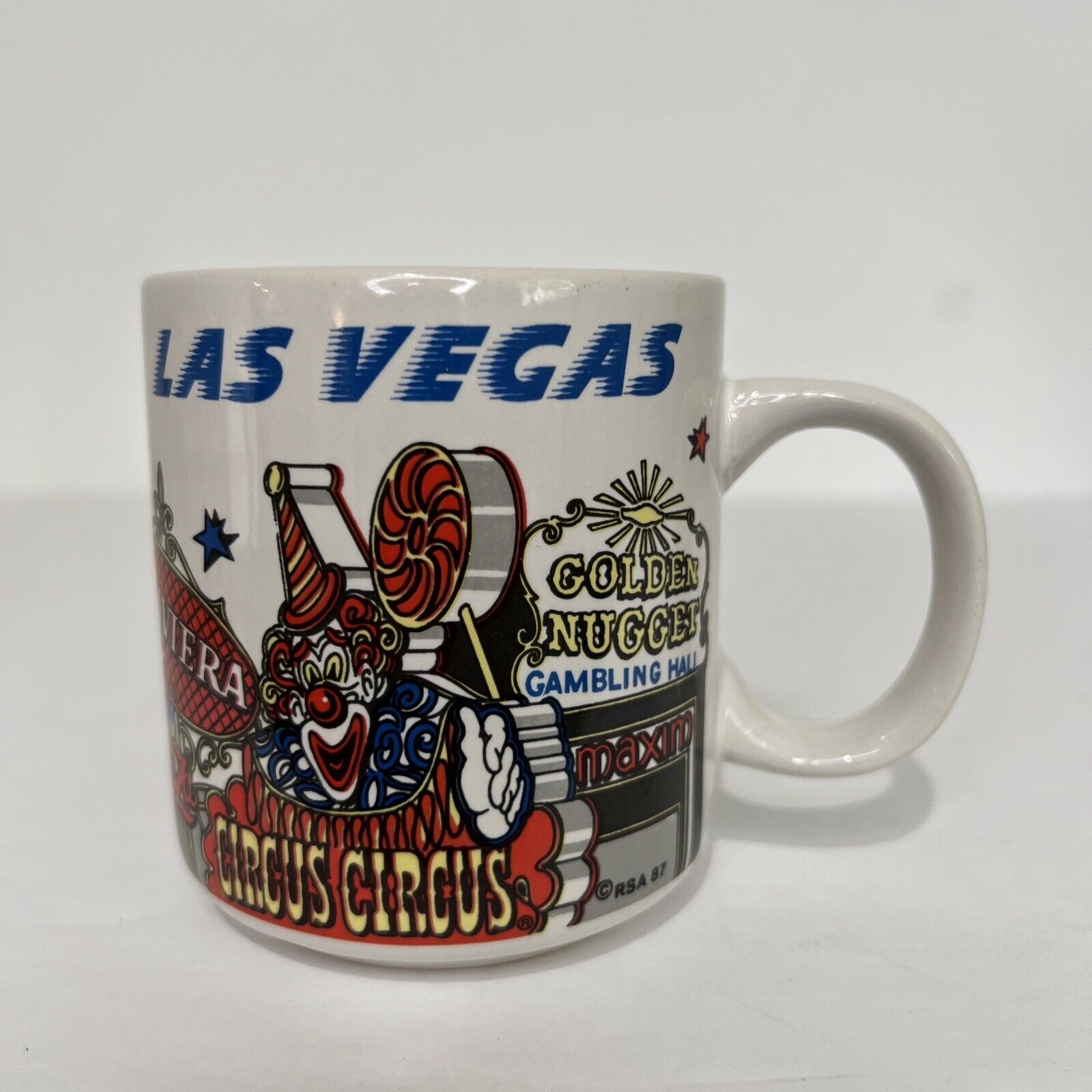 Vintage 1987 Las Vegas Casino Coffee Mug Frontier Riviera Caesars Maxim Flamingo