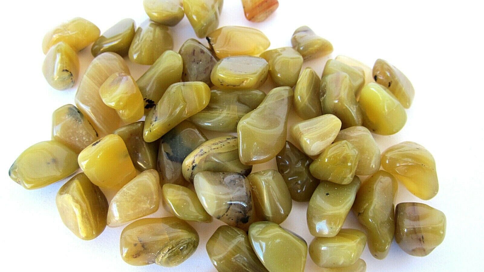 Six Olive Green Opal Tumbled Stone 10-20mm Healing Crystal Relaxation Finances