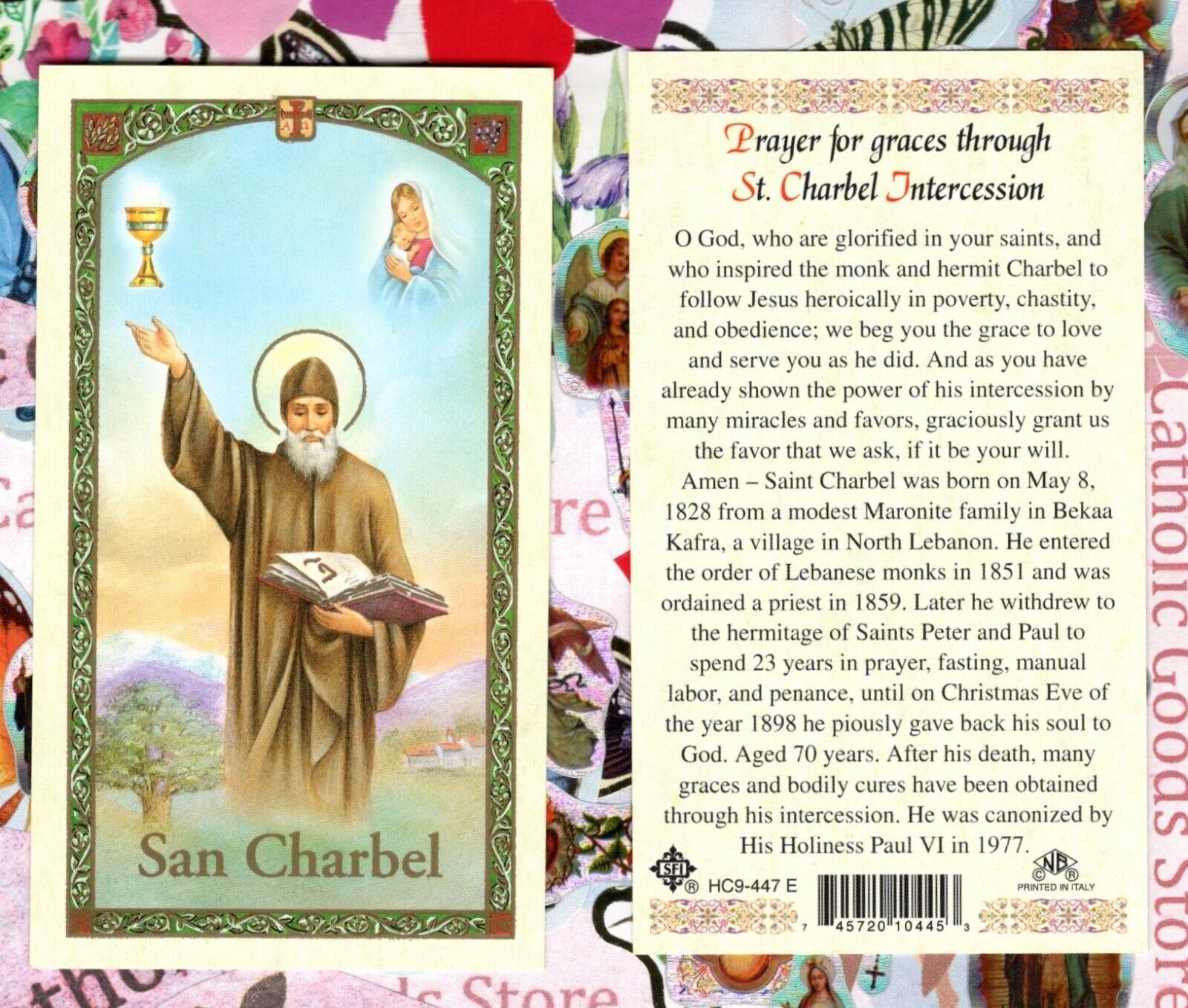 Prayer for Graces through St. Charbel Intercession - Paperstock Holy Card 447ENL