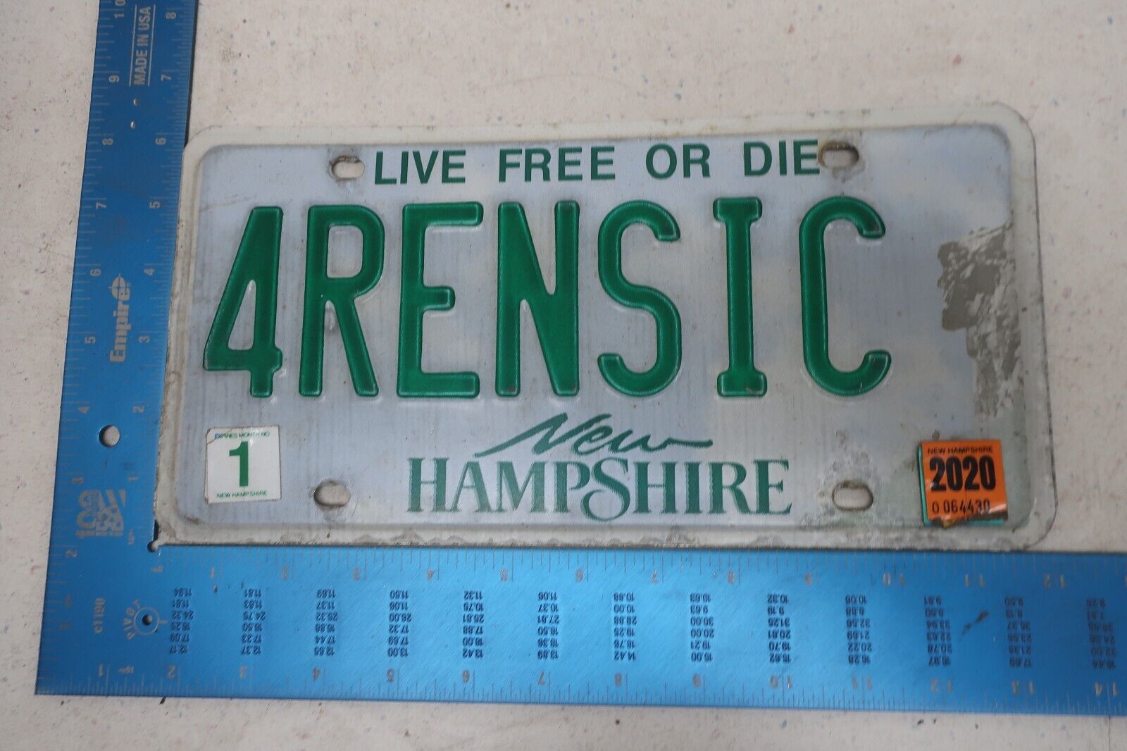 New Hampshire License Plate Tag Vanity 2020 20 Forensic Crime Criminal 4RENSIC