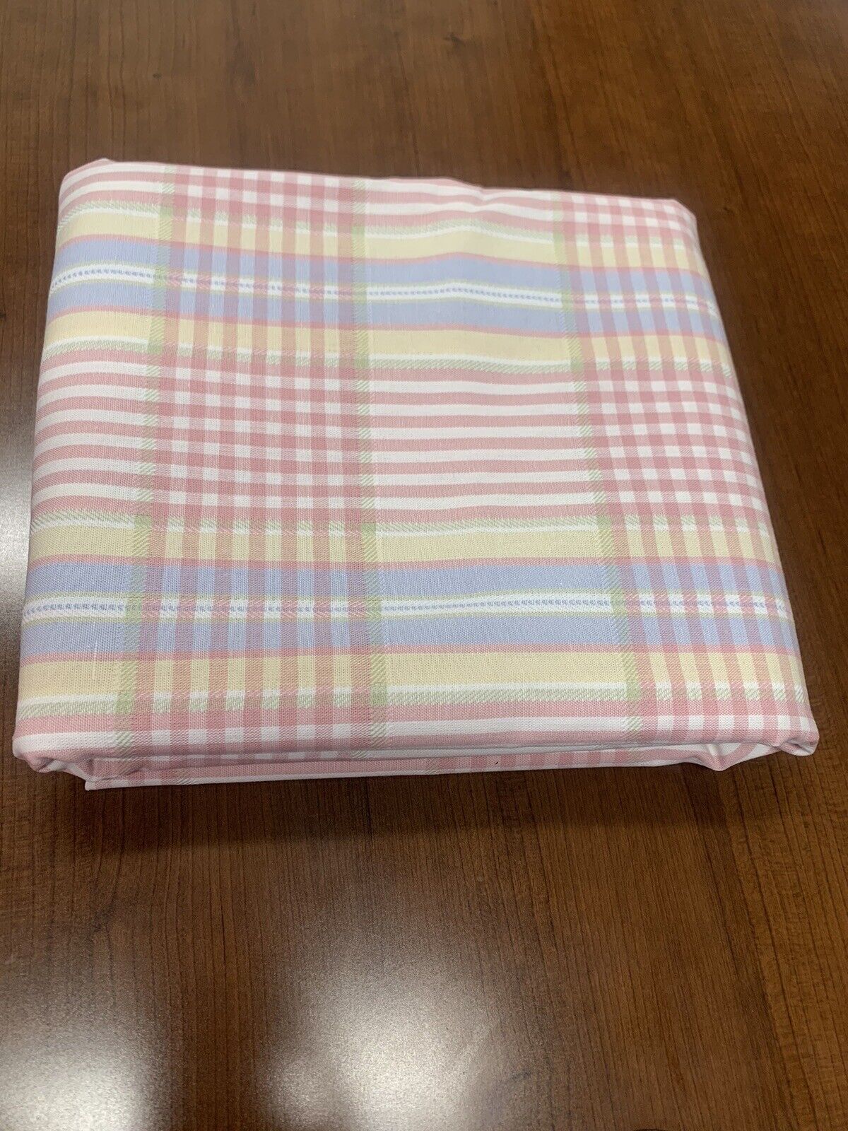 Vintage Pastel Plaid Cotton Blend Fabric 1 1/2 Yards 56 Inch Wide Material