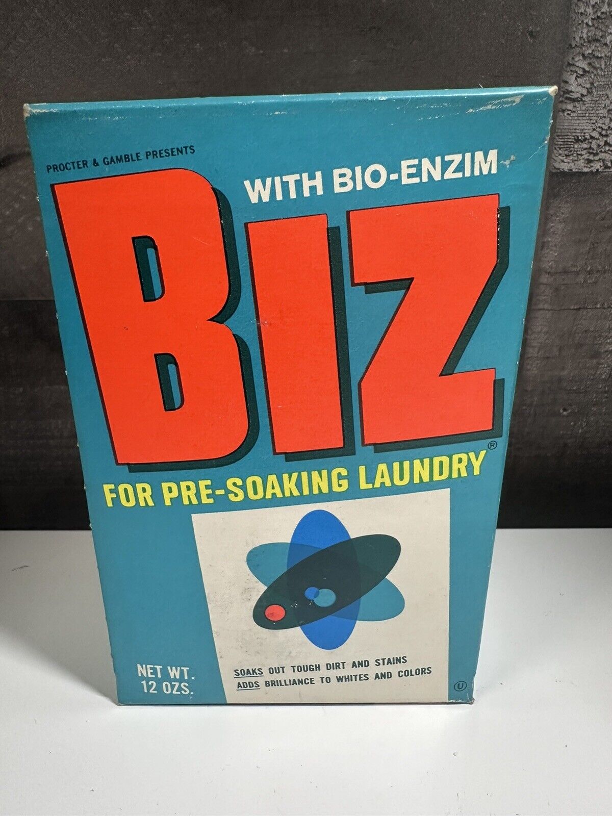 Vintage Biz All-Fabric Bleach Laundry Detergent Size 12oz Soap Box UNOPENED NOS