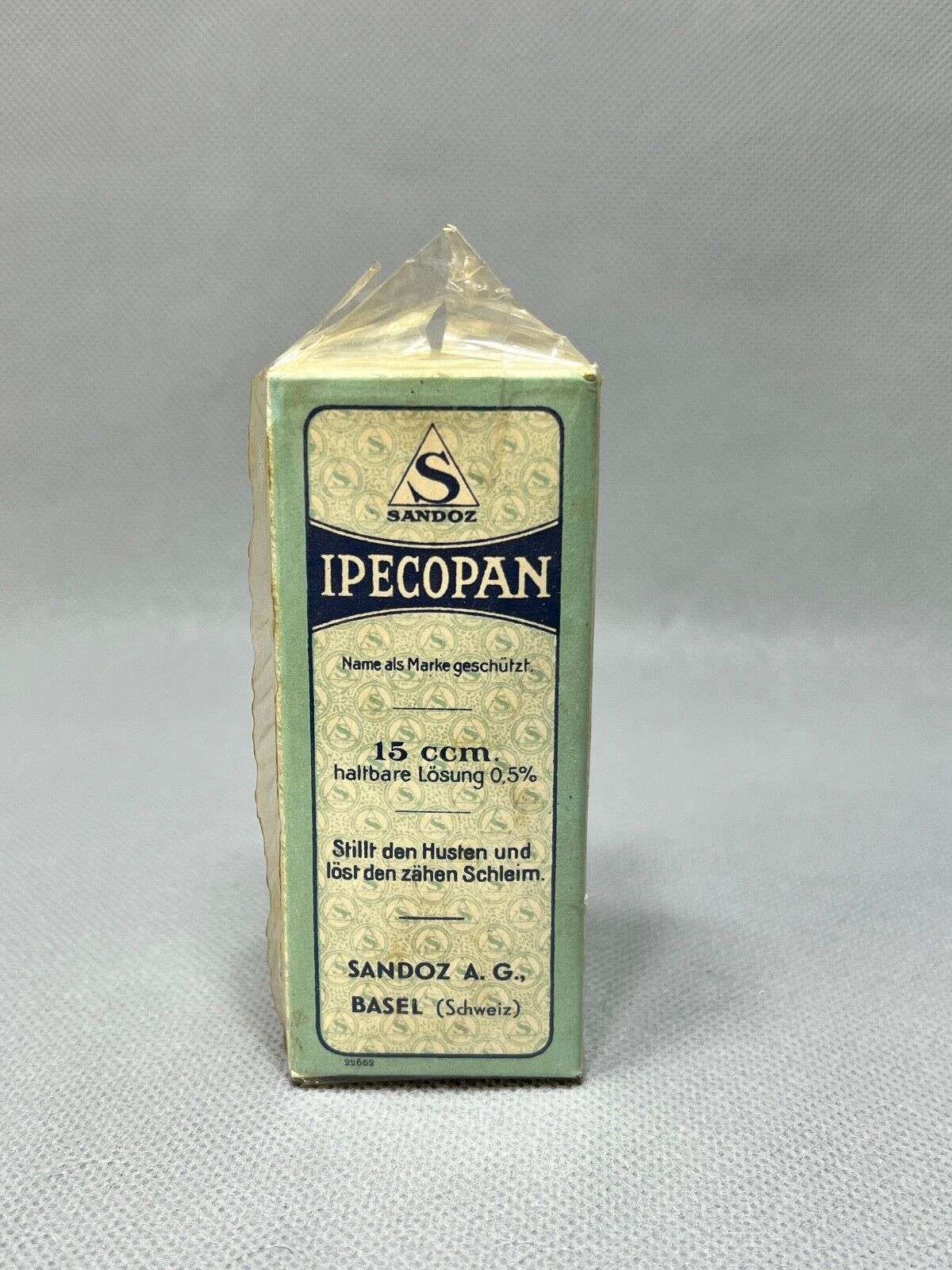 1930' Sandoz Antique Pharmacy Apothecary Ipecopan 15cc.NOS Sealed Albert Hofmann
