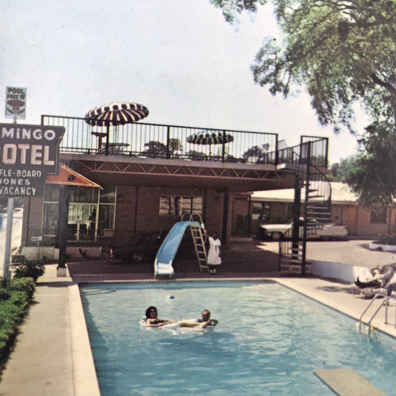 Flamingo Motel West Beach Biloxi Mississippi Postcard Vintage