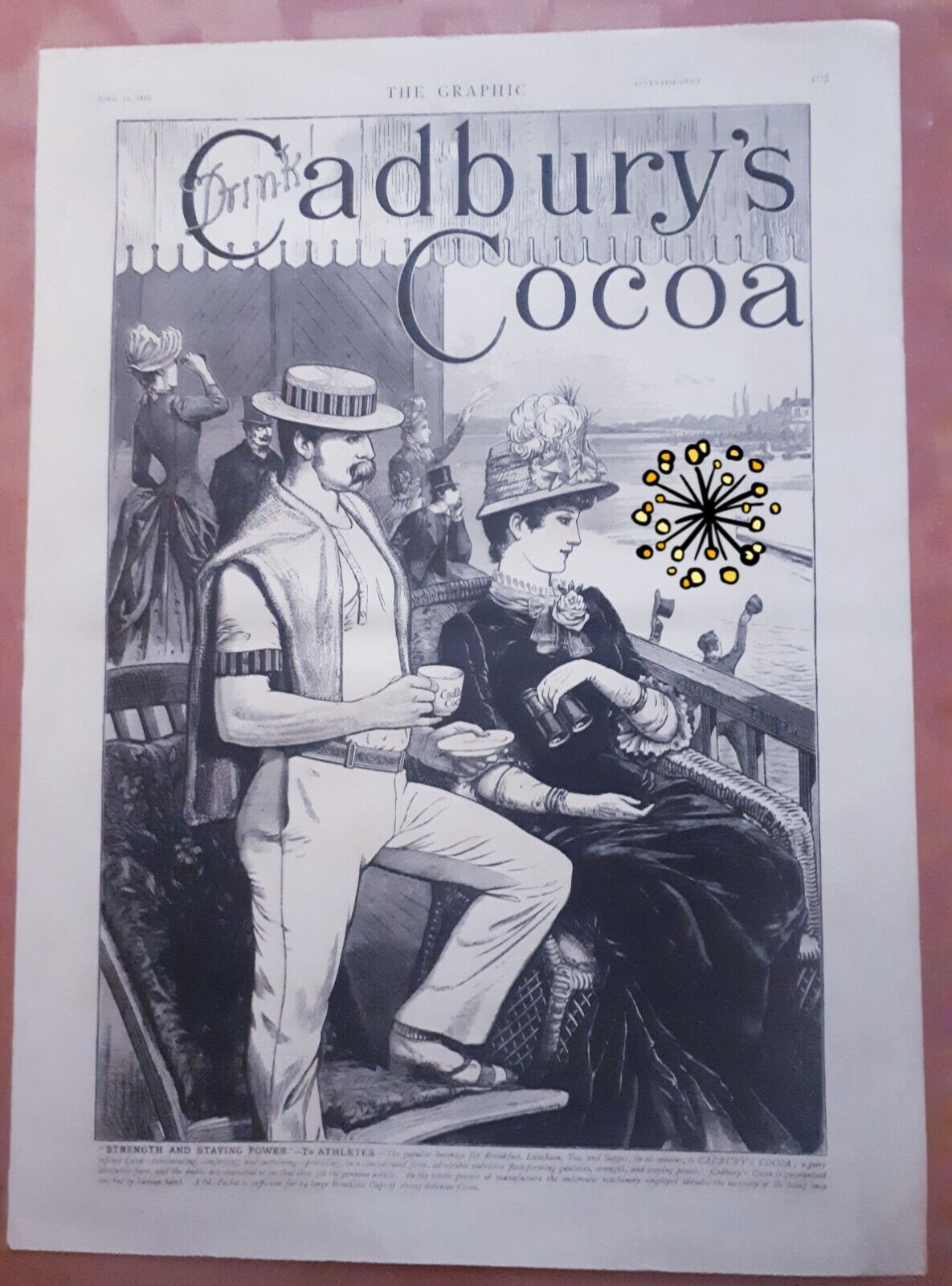 2 VICTORIAN wood engravings CADBURY\'s COCOA THE GRAPHIC 1886 11.5/16inch