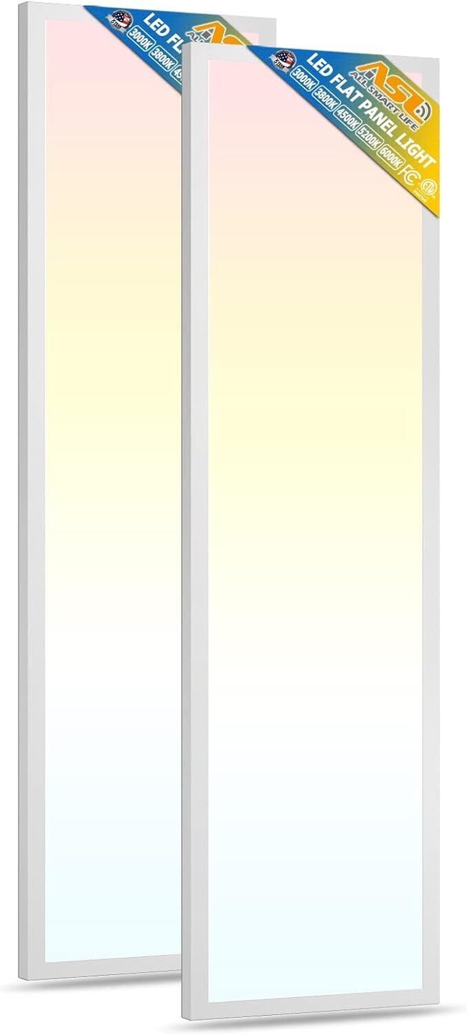 1x4FT LED Flat Panel Light Surface Mount,4980LM,3000K-6000K, White 2-Pack