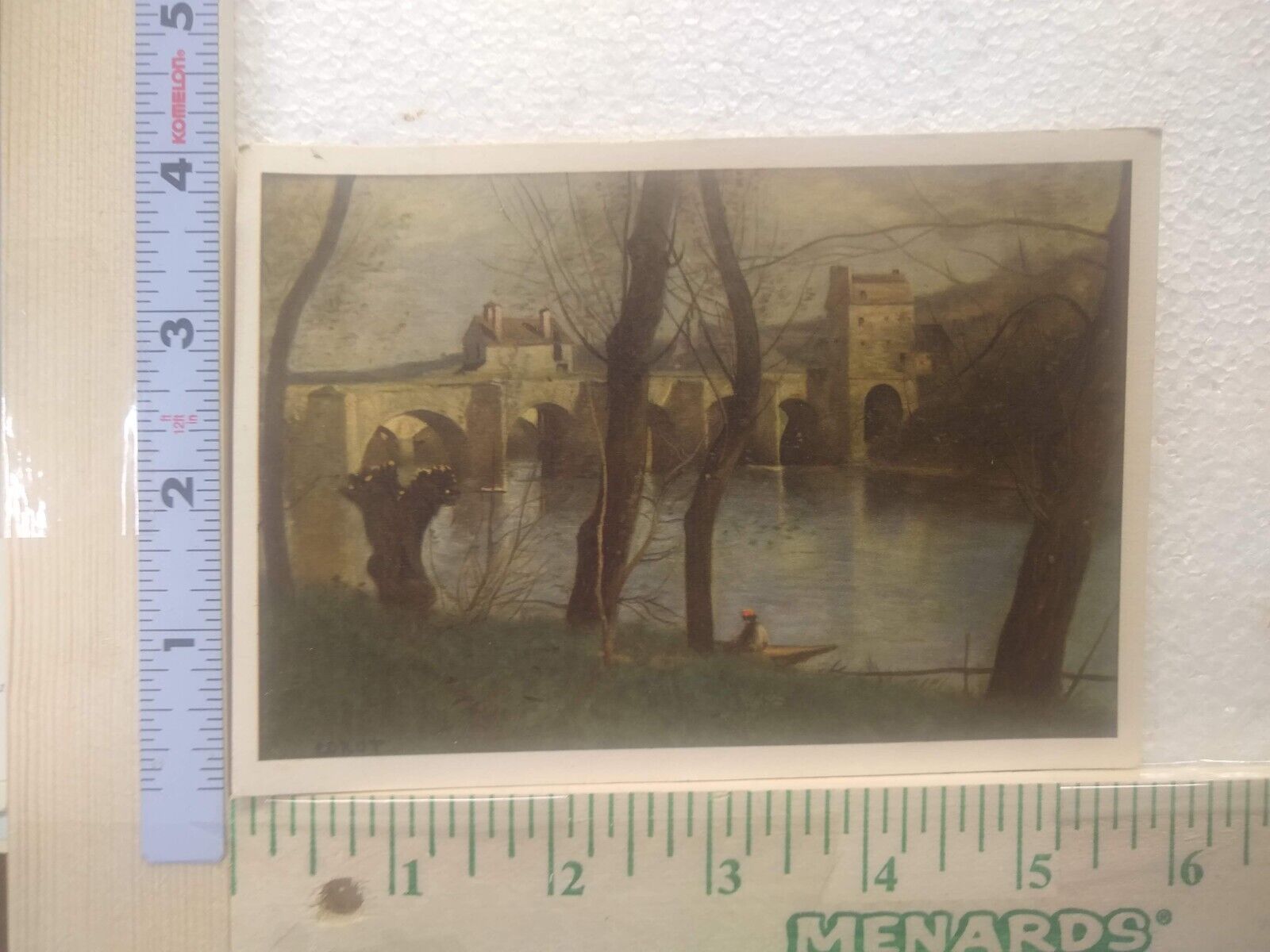 Postcard The bridge at Mantes By J. B. Corot, Mantes, France