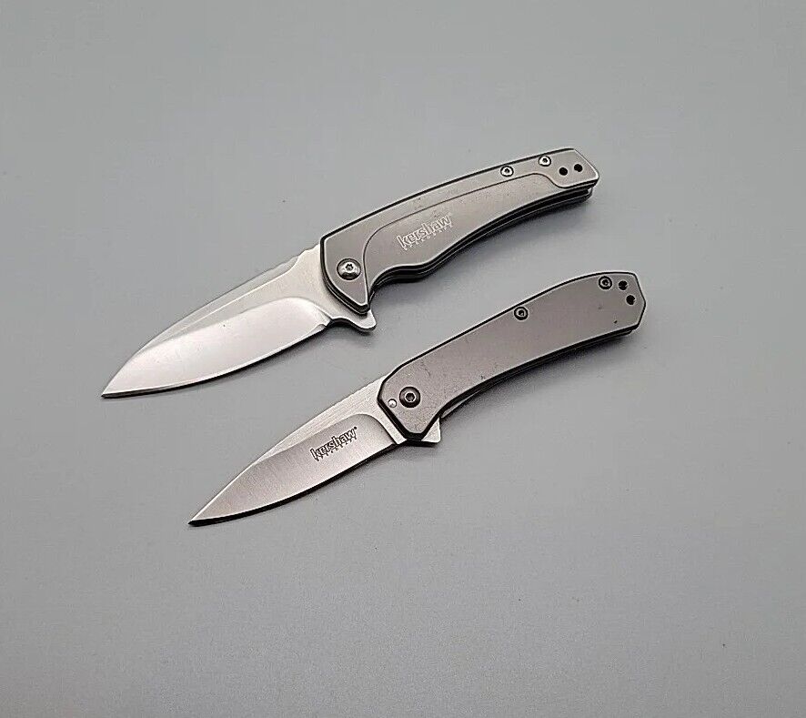 Kershaw 3870 / 1810 Pocket Knives - Lot of 2 - Frame Lock Speedsafe Plain Blades