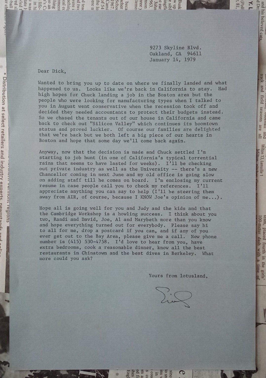 1979 Silicon Valley Letter