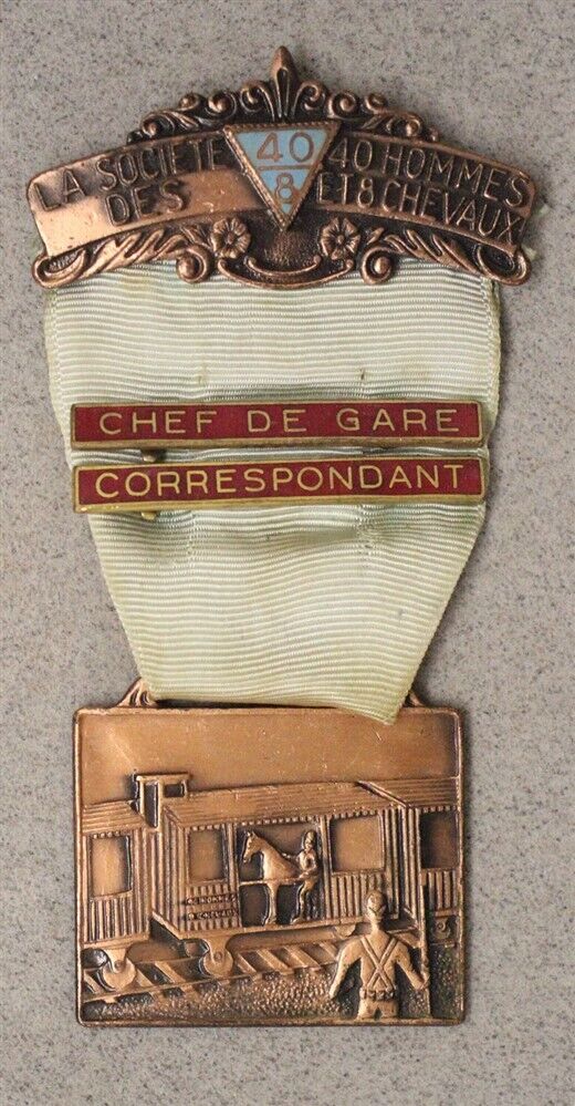 3631 - American Legion WWI Vet's 40/8 Medal, w/Station Master & Correspondeant