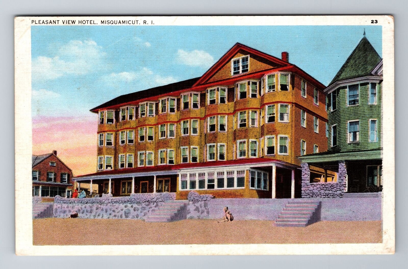 Misquamicut RI-Rhode Island Pleasant View Hotel  Vintage c1910 Souvenir Postcard