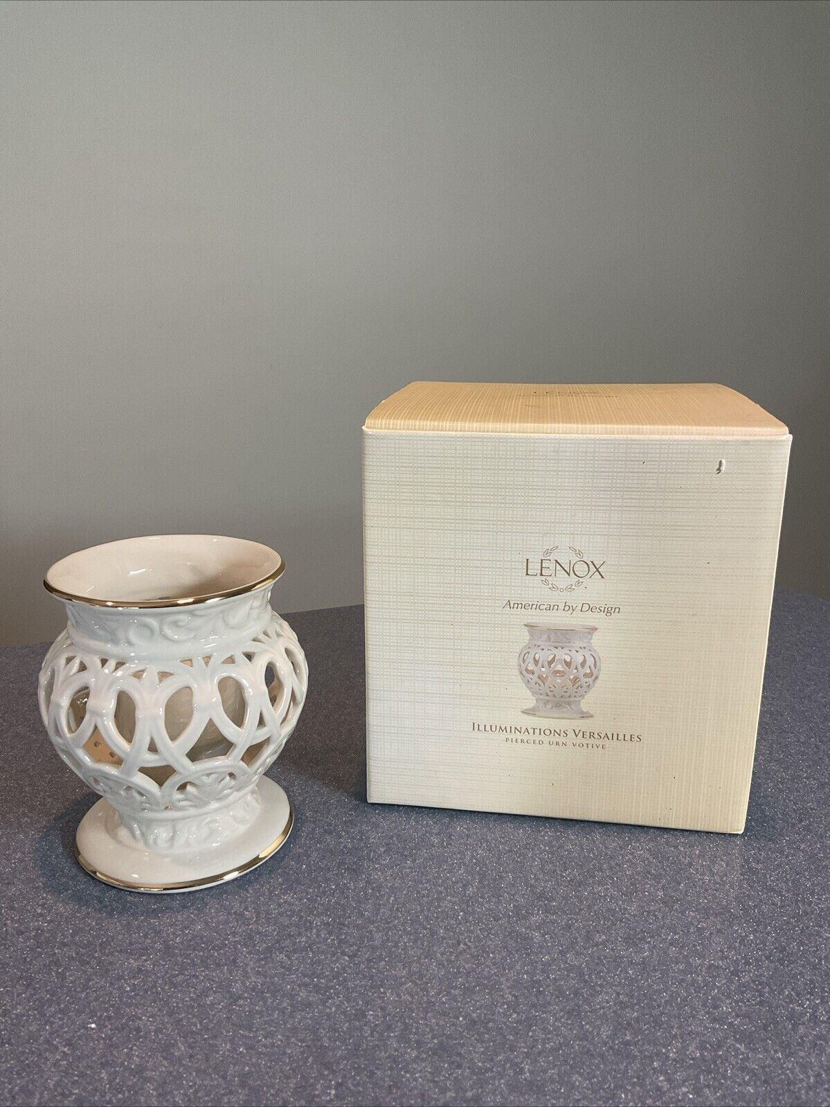 Lenox Illuminations Versailles Lattice 24 KT Gold Trim Candleholder 4.5 in.