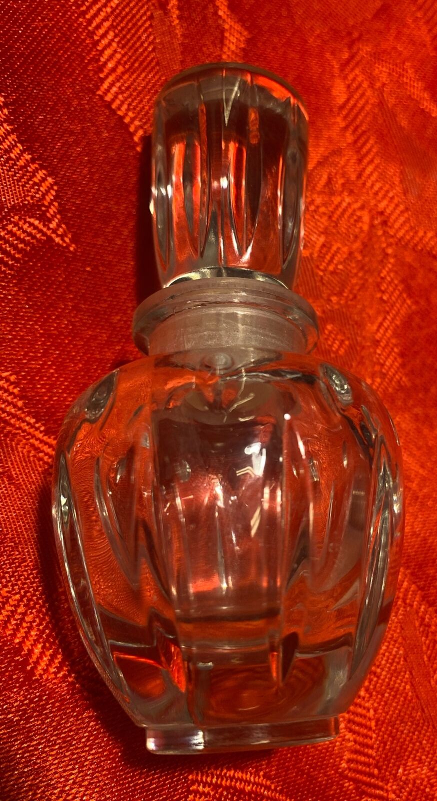Beautiful Vintage French Crystal Cut Glass Perfume Bottle 3 1/4” With Stopper