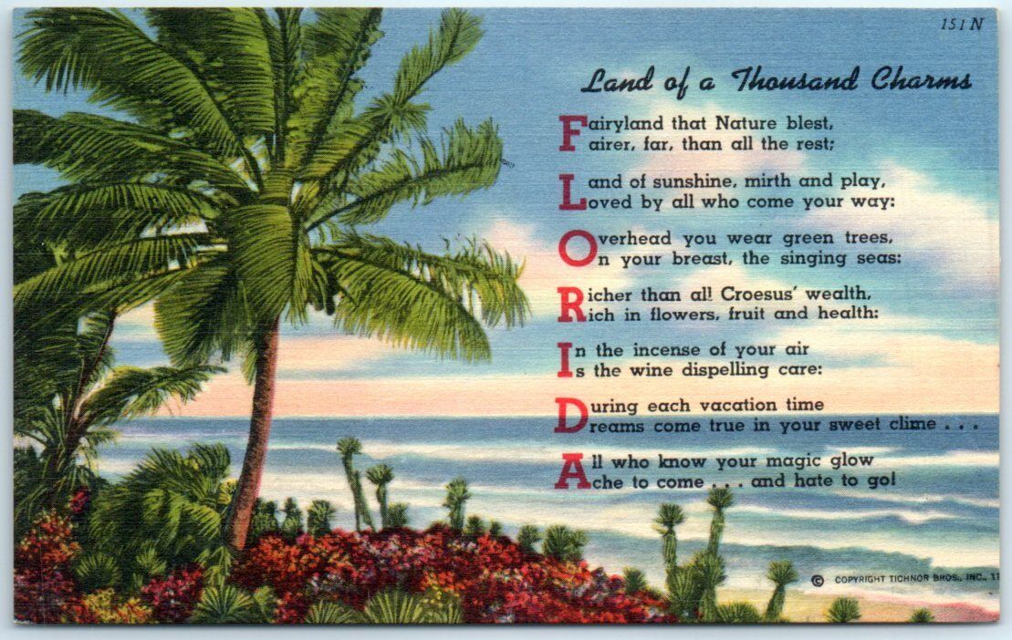 Postcard - Lands of a Thousands Charms - Florida