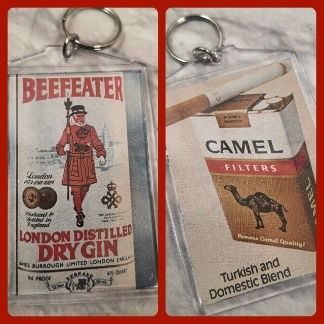Beefeater Gin Camel Cigarettes Keychain Handmade Magazine Advertisement