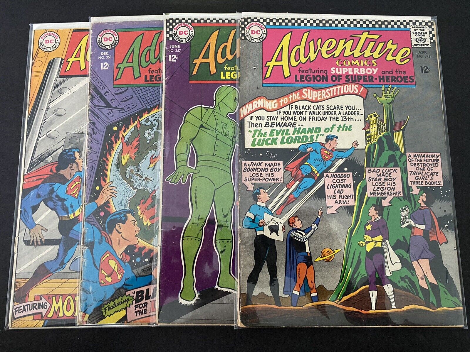 Lot of 4 Silver Age Adventure Comics: Superboy & Legion 343, 357, 363, 369 DC 66