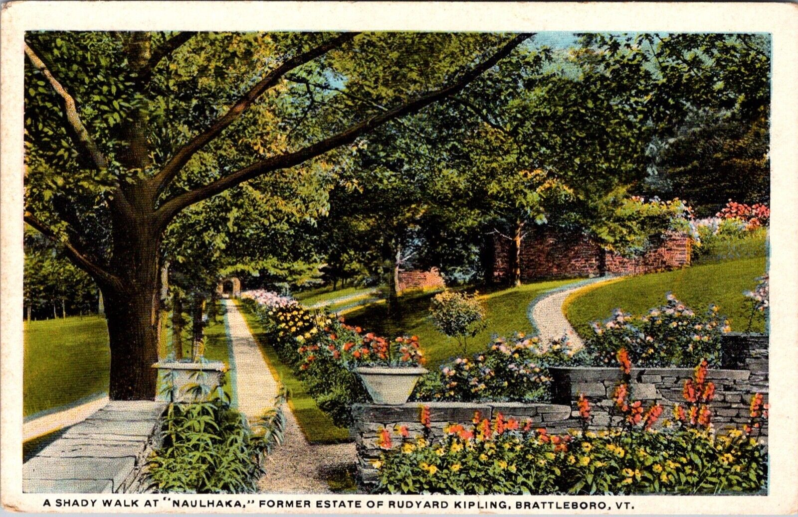 Postcard Shady Walk Naulhaka Estate Rudyard Kipling Brattleboro VT Vermont