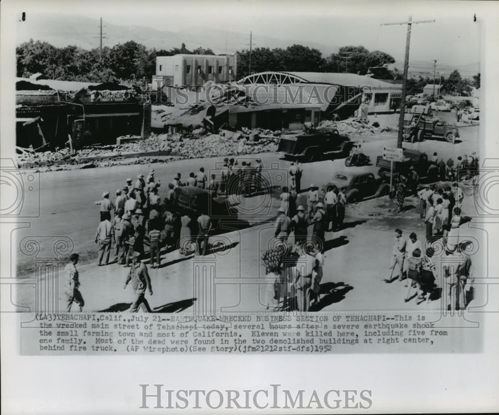 1952 Press Photo Severe earthquake the small farming town of Tehachapi
