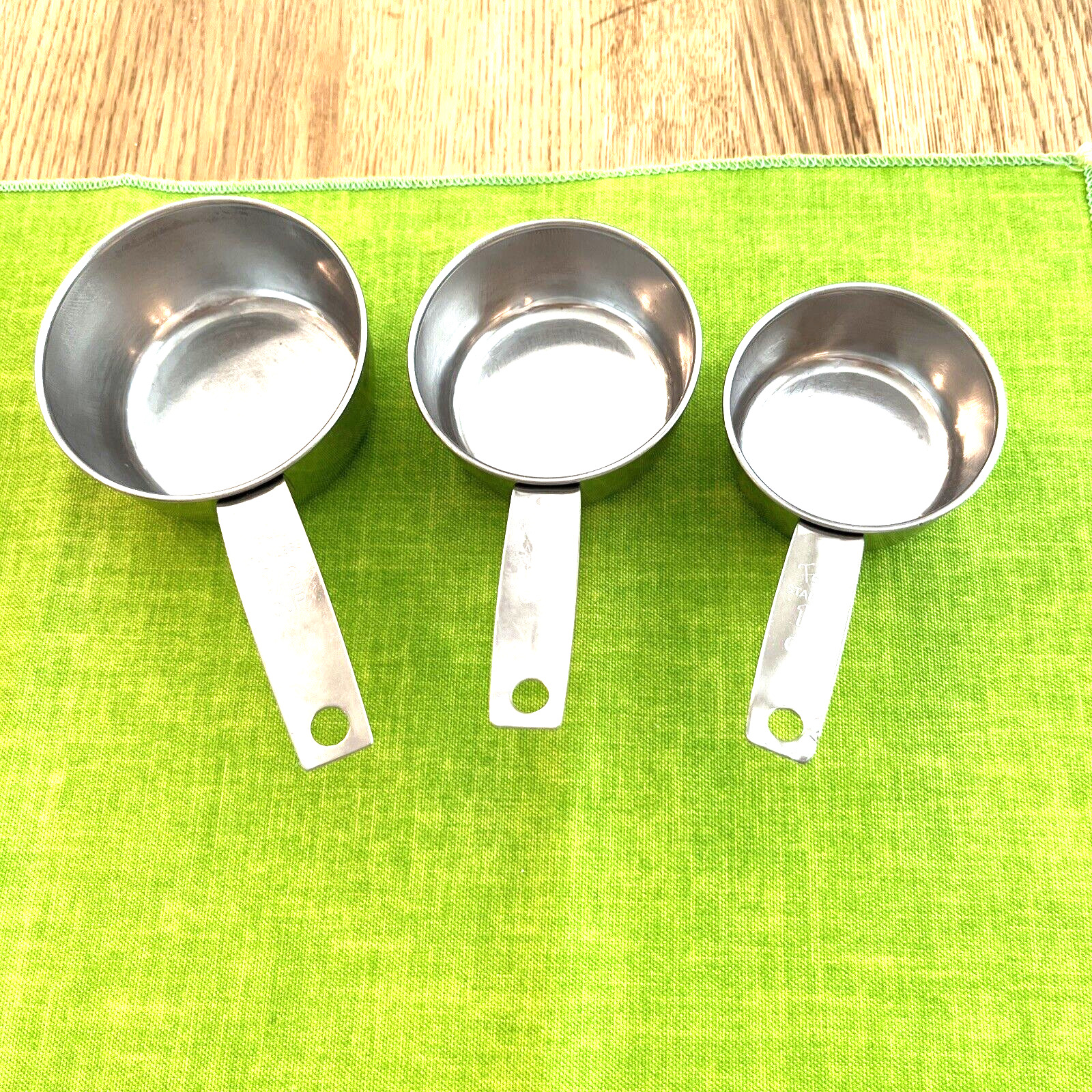 3 Vintage Foley Measuring Cups Stainless USA 1/2, 1/3 & 1/4 Cups Stacking