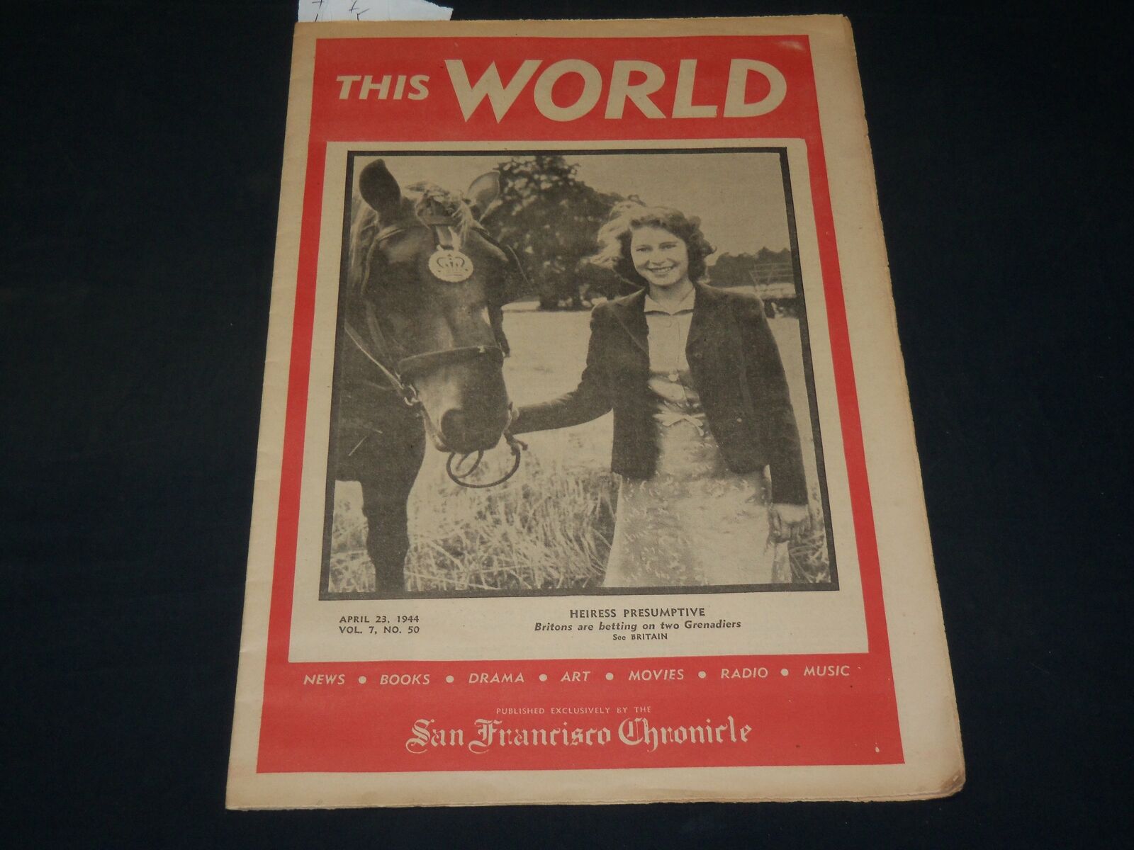 1944 APRIL 23 SF CHRONICLE THIS WORLD SECTION - PRINCESS ELIZABETH - NP 2399A