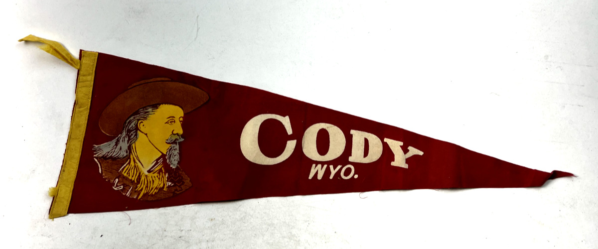 Vintage 1970s Cody Wyoming Buffalo Bill Pennant Flag