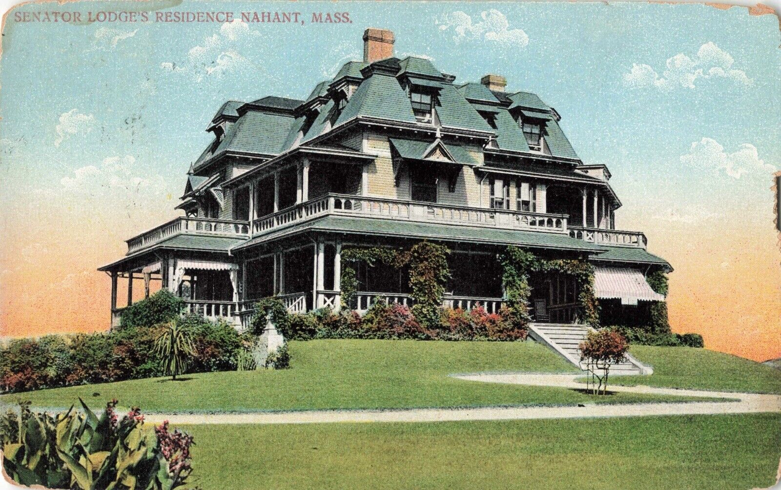Senator Lodge's Residence, Nahant, MA - c1910 Vintage Postcard