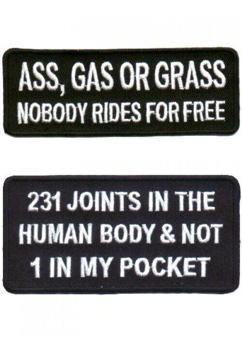 A** Gas Grass & 231 Joints-1 in Pocket Motorcycle Funny Biker Jacket/Vest Patch