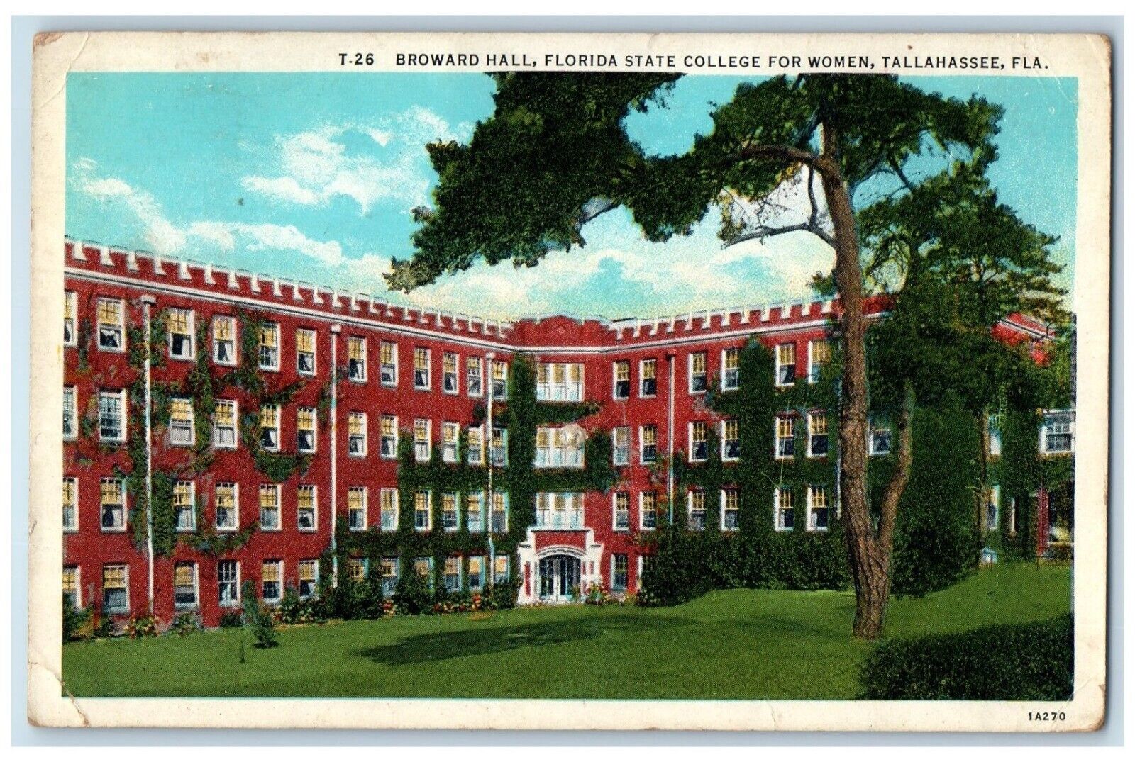 1935 Broward Hall Florida State College Exterior Tallahassee Florida FL Postcard