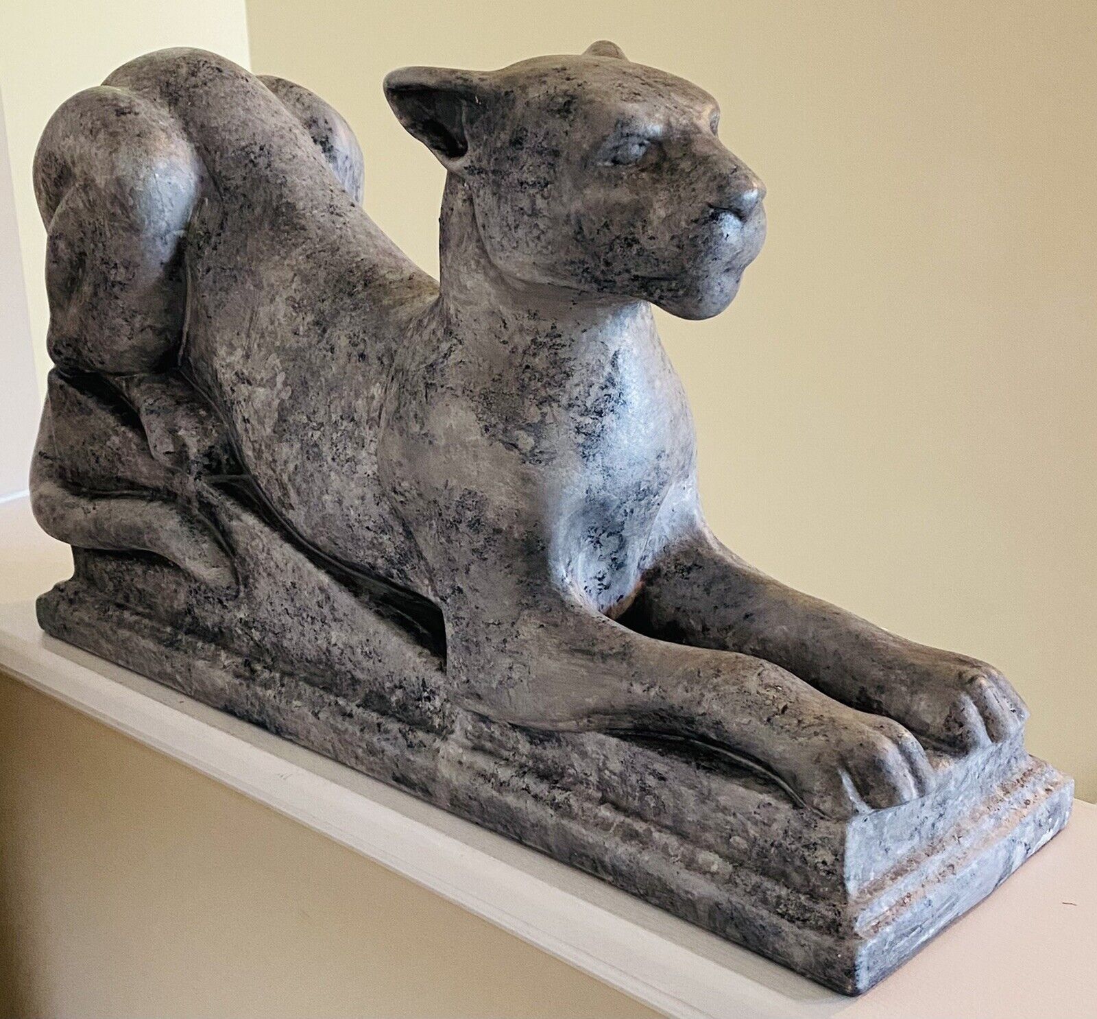 RARE Vtg MCM Vanguard Accents Grey Puma Lion Imperial Cat Ceramic Statue.