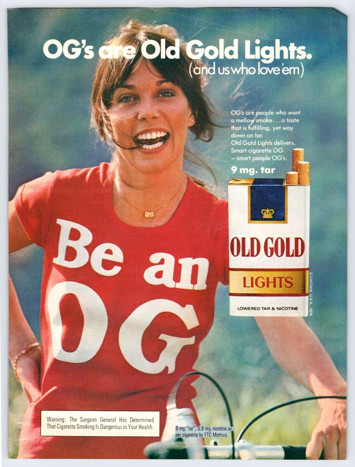 1979 YOUNG WOMAN OLD GOLD CIGARETTES Vintage 8\