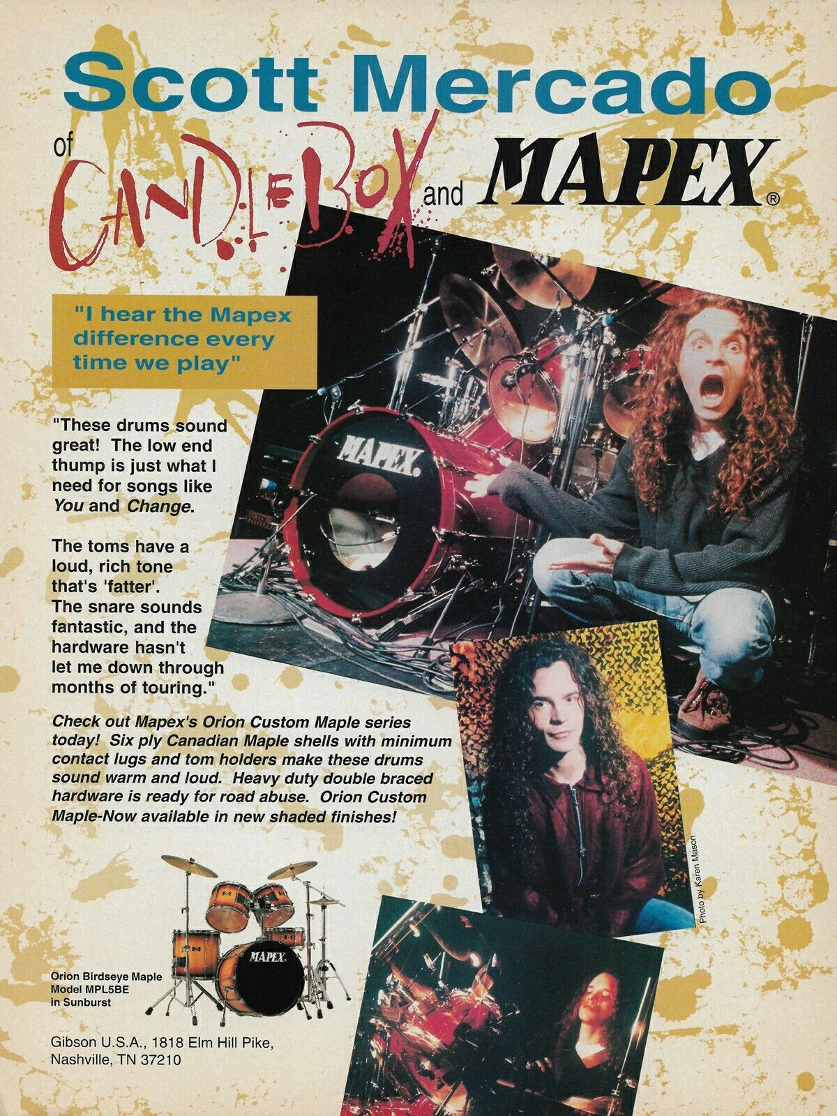 Candlebox Scott Mercado Mapex Drums 1995 Promo Ad 8x11 Mini Poster