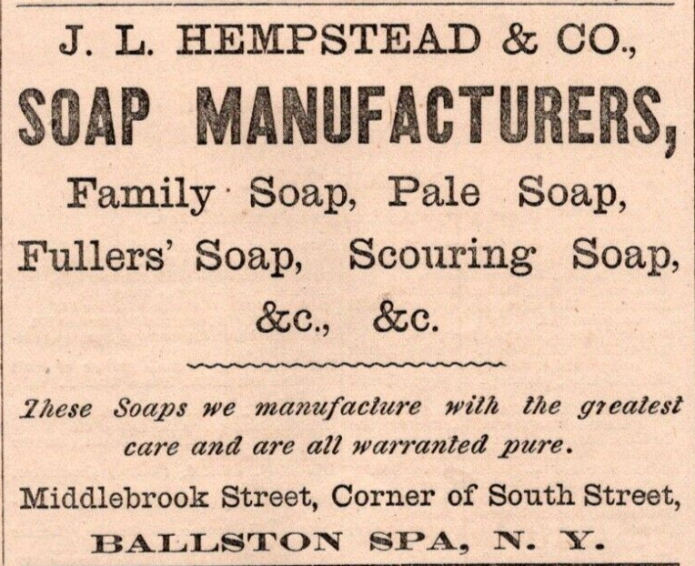 1871 J L HEMPSTEAD SOAP MANUFACTURERS FAMILY SOAP PALE SOAP  BALLSTON SPA NY