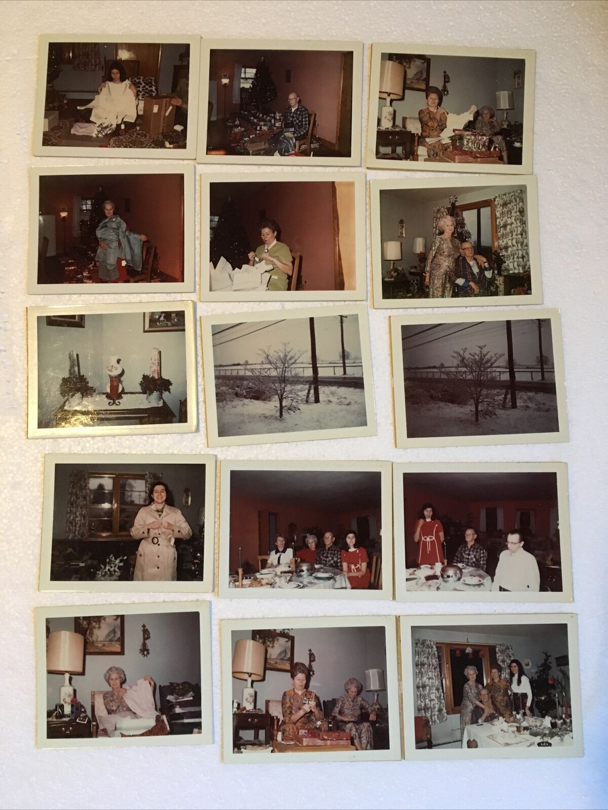 Vintage Polaroid Land Photo Lot Of 15 Early 1970's Family Christmas & More