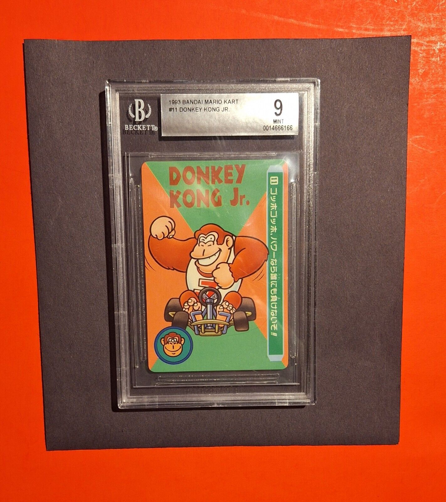 1993 Nintendo Super Mario Kart Bandai Carddass • Donkey Kong Jr #11 BGS 9 Mint