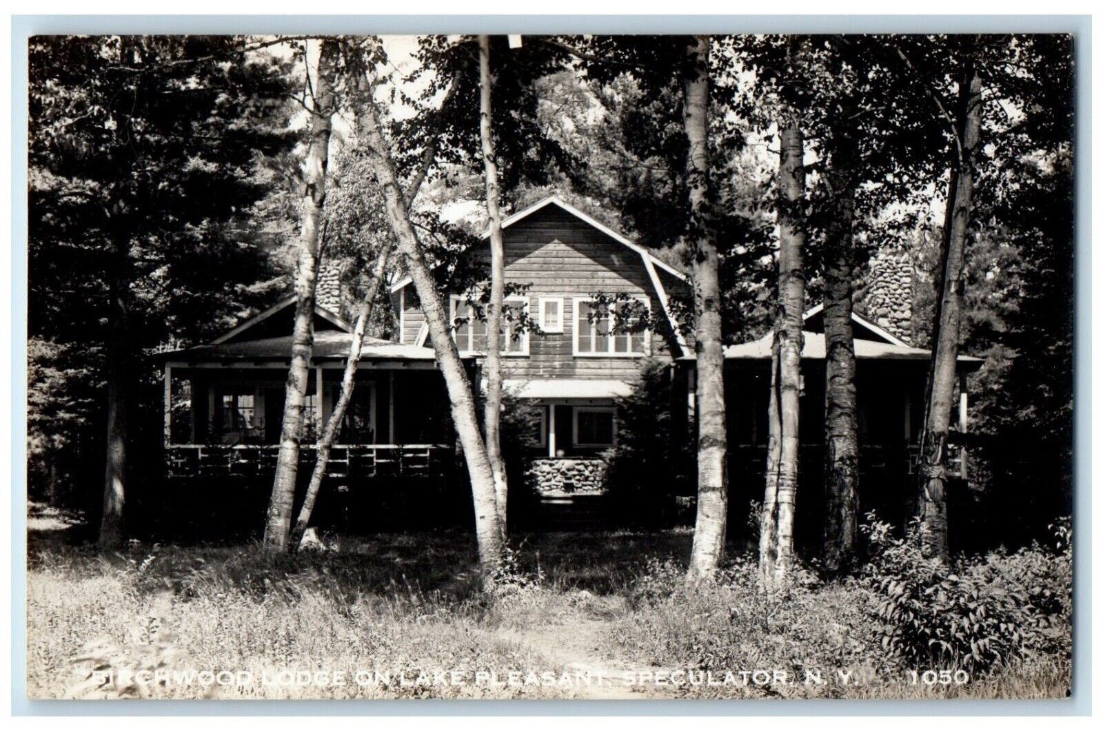 c1940\'s Birchwood Lodge Lake Pleasant Speculator NY RPPC Photo Postcard