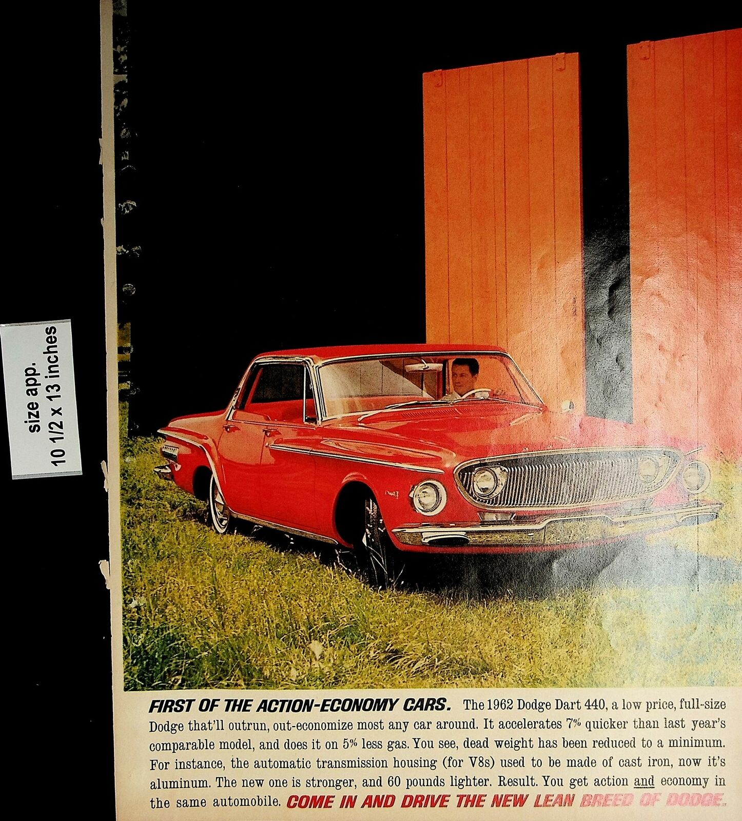 1961 Dodge Dart 440 Red Lean Breed Dodge Vintage Print Ad 5256